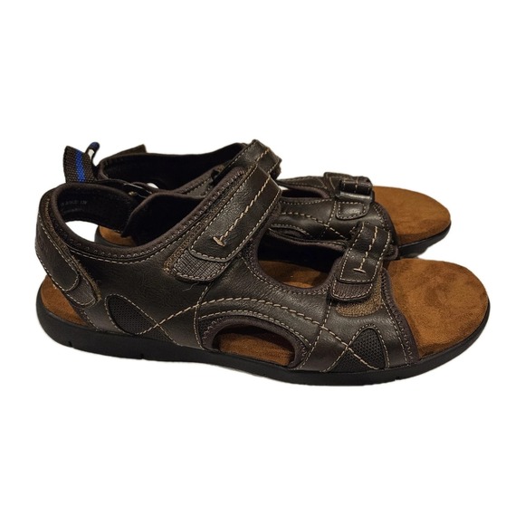 Nunn Bush Men's Rio Grande Three-Strap Sandal in Brown, Size 13 - Picture 1 of 4